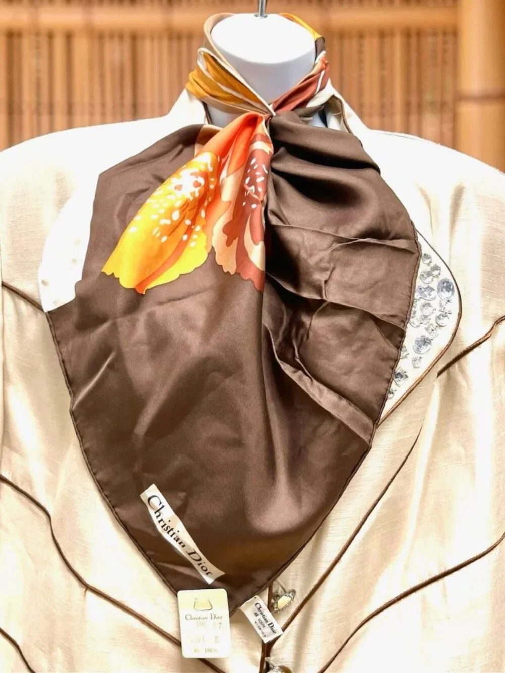 New-Christian Dior silk Satin Neck-kerchief 21
